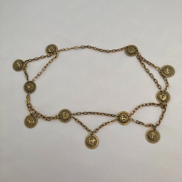 Vintage metal zodiac belt  - unique main image 7